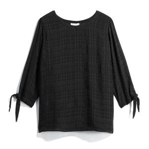 Skies Are Blue Black Textured Blouse 2X